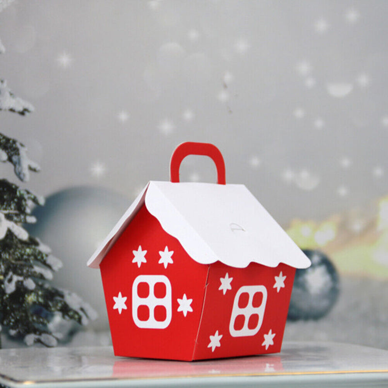 10pcs Christmas House Candy Packaging Box Kids Birthday Gifts Cartons (B)