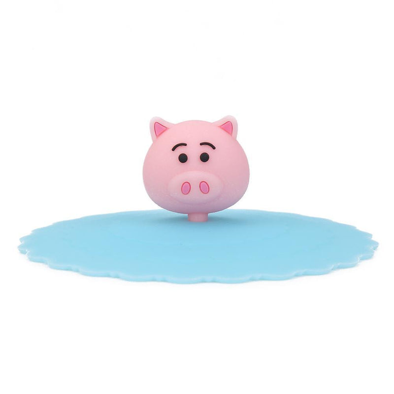 Cartoon Silicone Cup Cover Heat Resistant Sealed Cups Lid (Pink Pig Head)