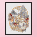 Partial Cross Stitch 11CT DIY Christmas Reindeer Printed Embroidery Kit Handmade