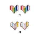Girl Mini Fashion Jewelry Heart Pattern Rainbow Earrings Enamel Colorful Stud