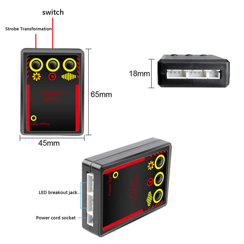 12V 1 to 4 COB LED Car Motorcycle Strobe Light Grill Flashing Lamp (Blue) Newly