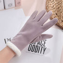 Skin-friendly Embroidered Touch Screen Plush Winter Warm Gloves For Women