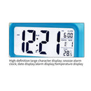 Temperature Alarm Clock LED Digital Backlight Calendar Snooze Clock (Blue)