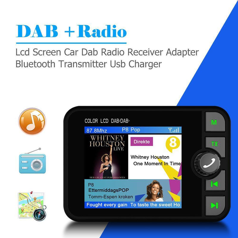 C6 Car DAB Radio Receiver FM Transmitter Bluetooth-compatible Handsfree Mus