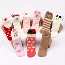 Animal Design Coral Feece Sock Floor Stocking Gift Sox with Box Christmas Socks