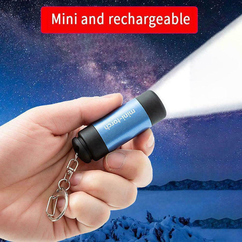 12PCS Pocket LED Torch Lamp USB Rechargeable Mini Keychain Camping Flashlight