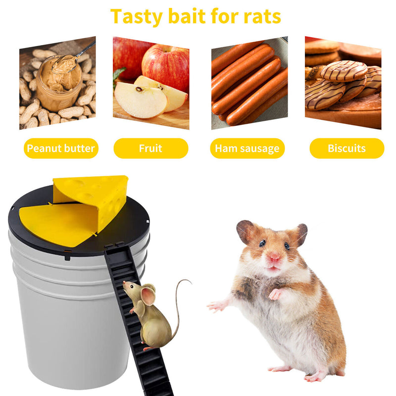Flip N Slide Bucket Lid Mouse Trap Auto Reset for Indoor Outdoor (1 Ramp) Newly
