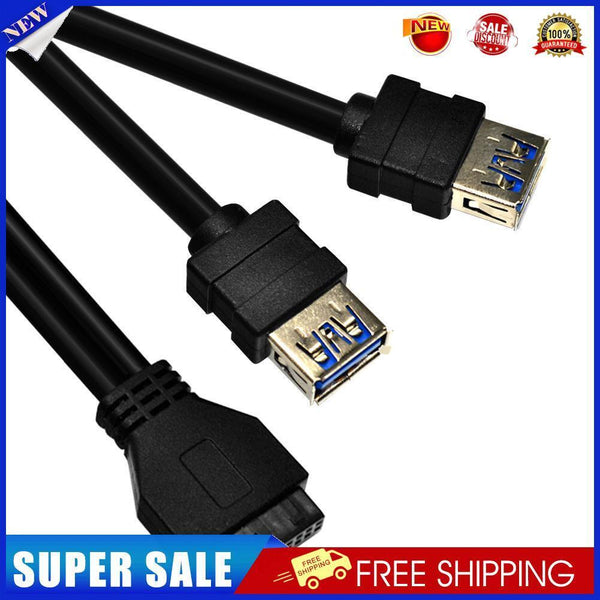 PC Case 20Pin to 2 USB 3.0 Front Panel Cable Adapter with Fixed Foot (30cm)