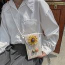 Ladies Knitted Sunflower Messenger Shoulder Bag Mini Mobile Phone Purses