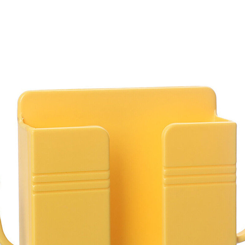 Adhesive Remote Control Mobile Phone Charging Plug Organizer Rack (Yellow) Newly
