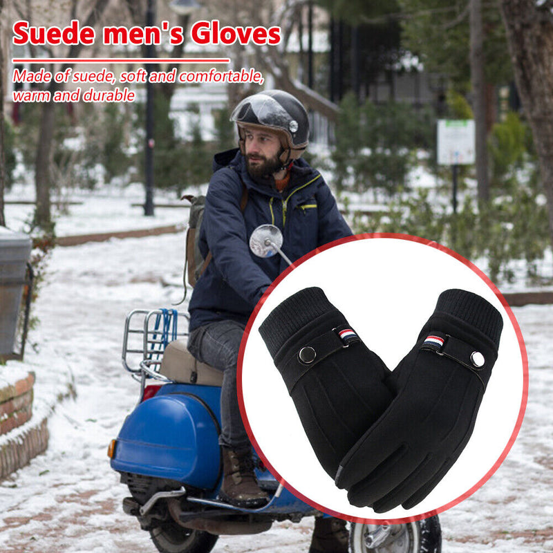Men Touchscreen Cycling Gloves Full Finger Fleece Riding Mittens (Black) Newly