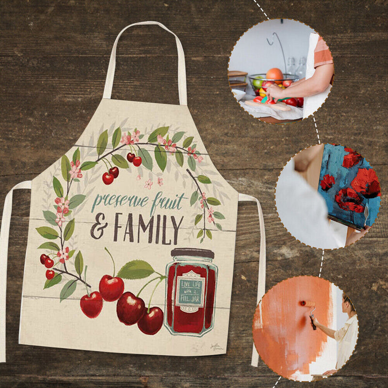Family Print Kitchen Linen Apron Waterproof Cleaning Bibs Baking Accessories