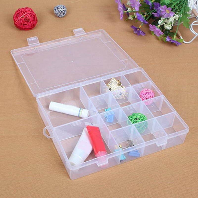14 Compartment Transparent Plastic Jewelry Box Earrings Rings Beads Pills Storag