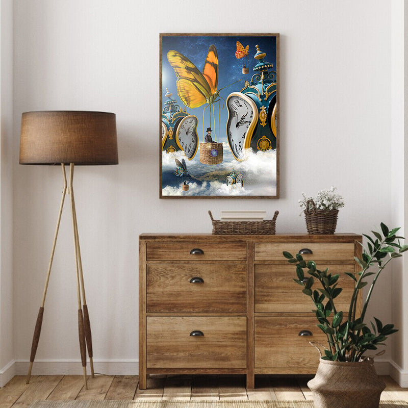 Clock And Butterfly 40x50cm Oil Paint By Numbers Picture DIY Painting M472