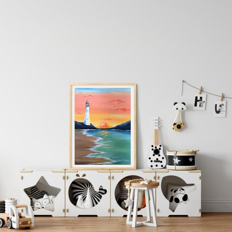 Sunset Lighthouse Oil Paint By Numbers Wall Art Craft Home Decoration No Frame