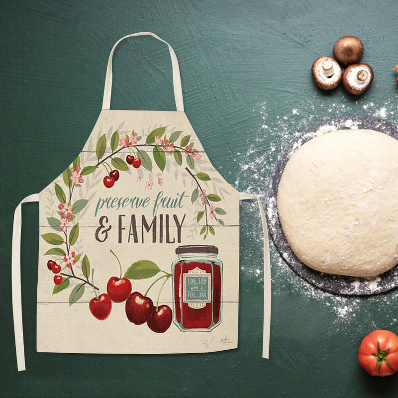Family Print Kitchen Linen Apron Waterproof Cleaning Bibs Baking Accessories