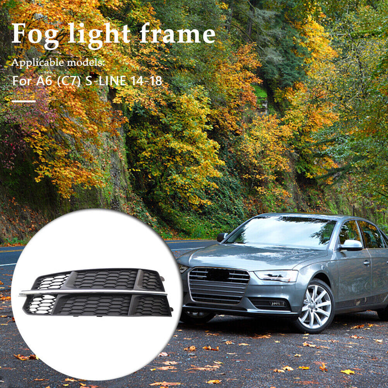 Car Front Bumper Fog Light Grill for A6 (C7) S-LINE 14-18 Lamp Cover Grill Kit