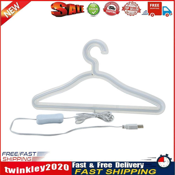Clothes Hanger LED Neon Light Colorful Sign Night Lamp Store Decor (White) Newly