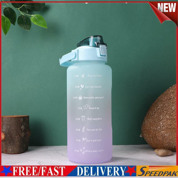 2L Extra Large Water Bottle Motivational Gym Sports Drinking Bottle With Straw