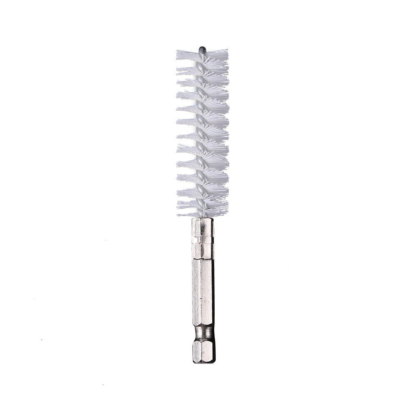 2pcs Pipe Dredge Hex Shank Brush Kit with Drill Extension Rod (White Nylon)
