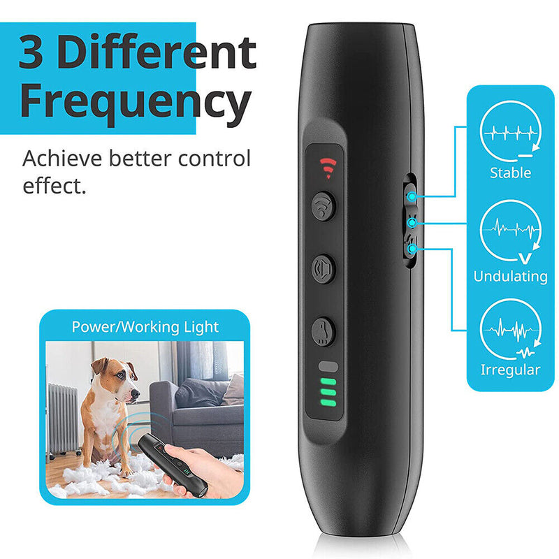 Ultrasonic Stop Bark Trainer LED Flashlight Bark Deterrent Handheld Pet Supplies