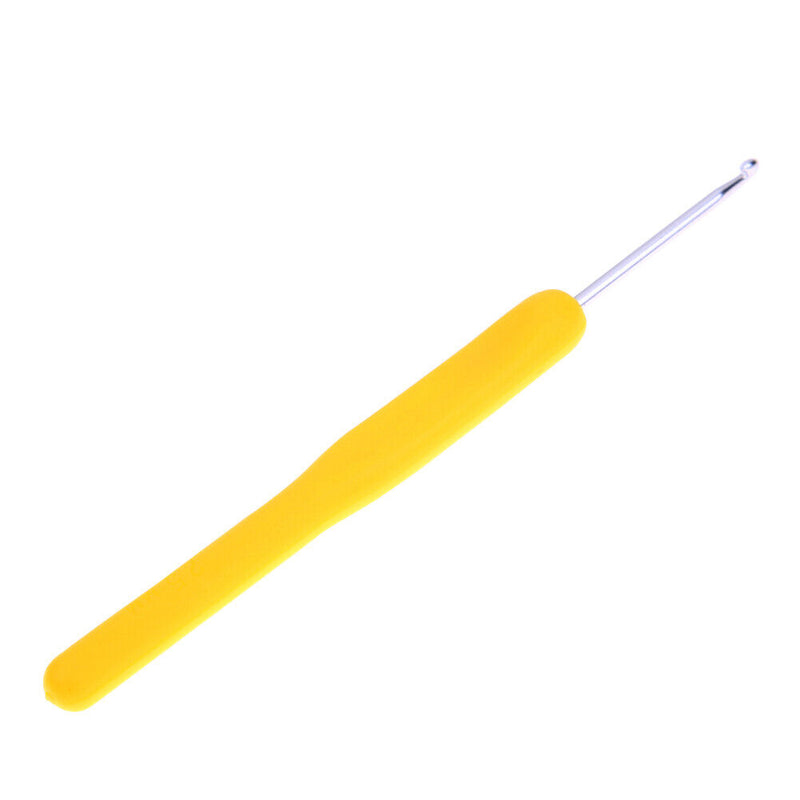 8 sizes Soft Plastic Handle Home Aluminum Crochet Knit Hook Needle Yellow Newly