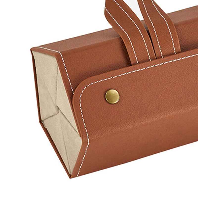 5 Grid Portable Glasses Display Box Folding Leather Sunglasses Bag (Brown) Newly