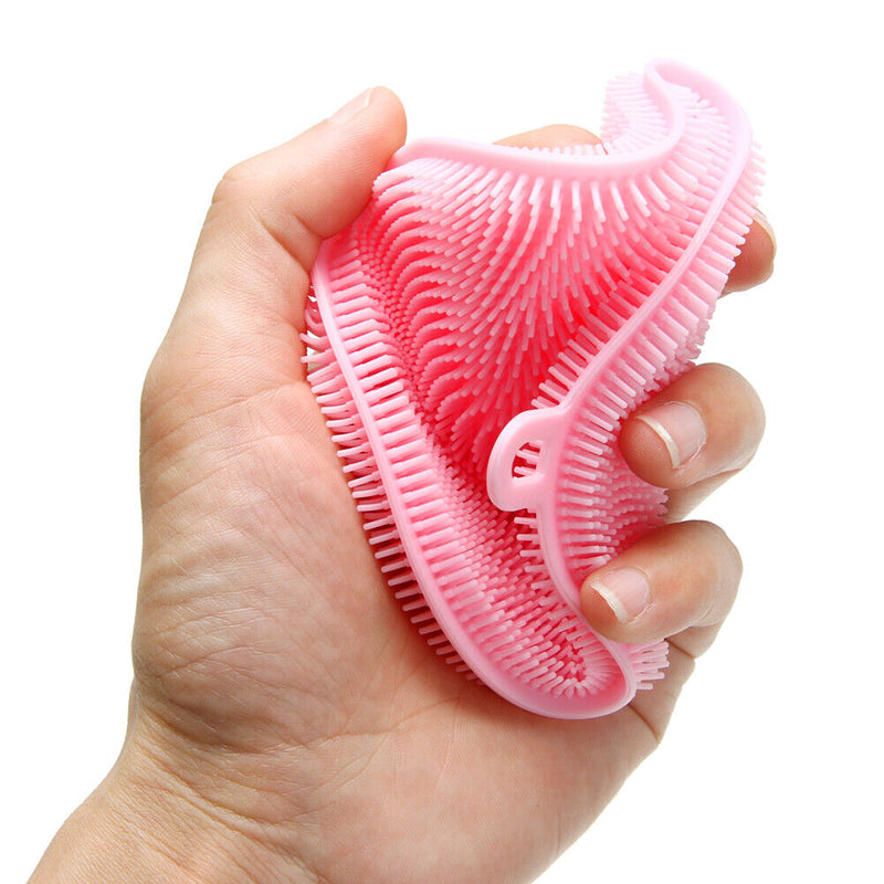 Multifunction Silicone Dish Bowl Cleaning Brush Pot Washing Tool (Pink)
