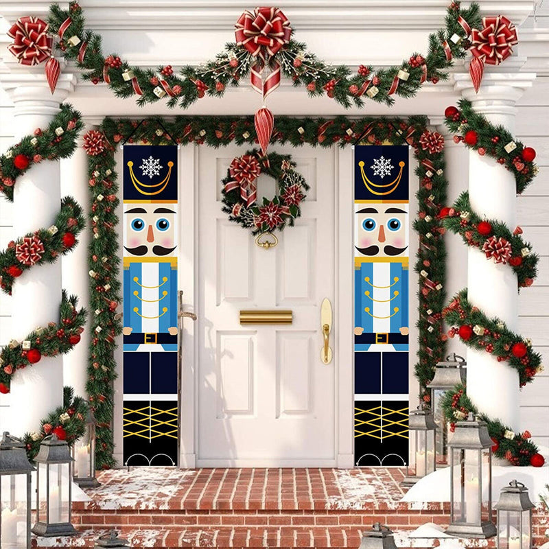 Christmas Nutcracker Soldier Banner Merry Christmas Decorations for Outdoor