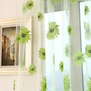 Sunflower Print Window Door Curtain Tulle Curtains for Living Room (Green)
