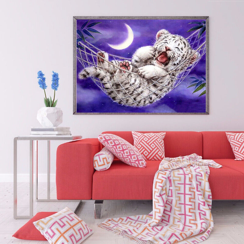 5D Full Round Drill Wall Poster DIY Little Tiger Rhinestone Diamond Painting Kit