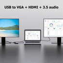 USB to HDMI-Compatible VGA 3.5mm Audio Jack Adapter Dock Hub 3 in 1 Converter