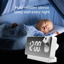 LED Digital Projector Alarm Clock Temperature Display Wake Up Watch (White)