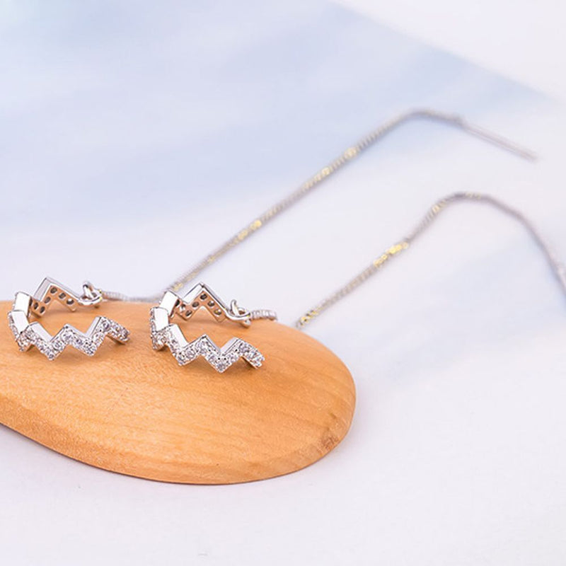 Ear Cuffs Climber Link Chain Earrings Ear Cuff Threader CZ Ear Piercing