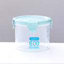 Plastic Food Buckled Jar Kitchen Clear Sealed Storage Box with Lid (600ml) Newly