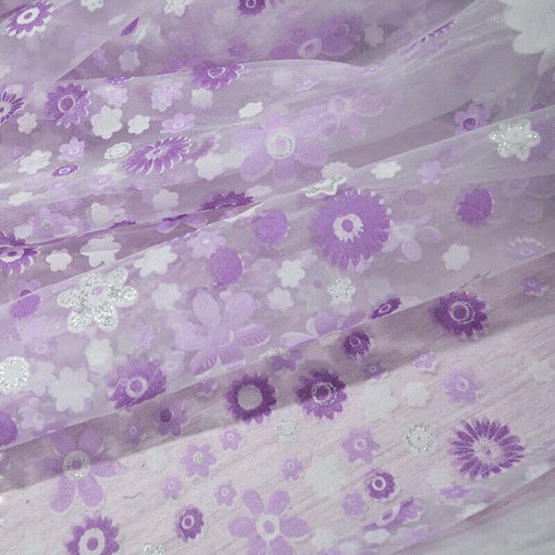 Floral Printed Tulle Voile Window Curtain Sheer Drape 200x100CM Purple