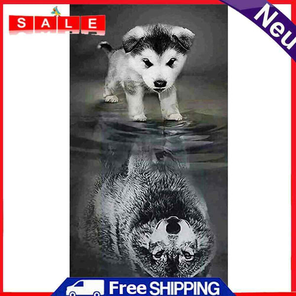 Dog Reflection Wolf Oil Paint By Number DIY Craft Home Decoration Gift Unframed