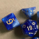 7pcs/Set Dichromatic Dices Digital Polyhedron Starry Sky Dice (Blue White) Newly