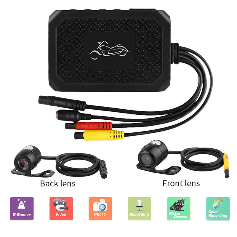 M1 1080P HD Motorcycle DVR Recording System Loop Recording Dash Cam w/ 2 Cameras