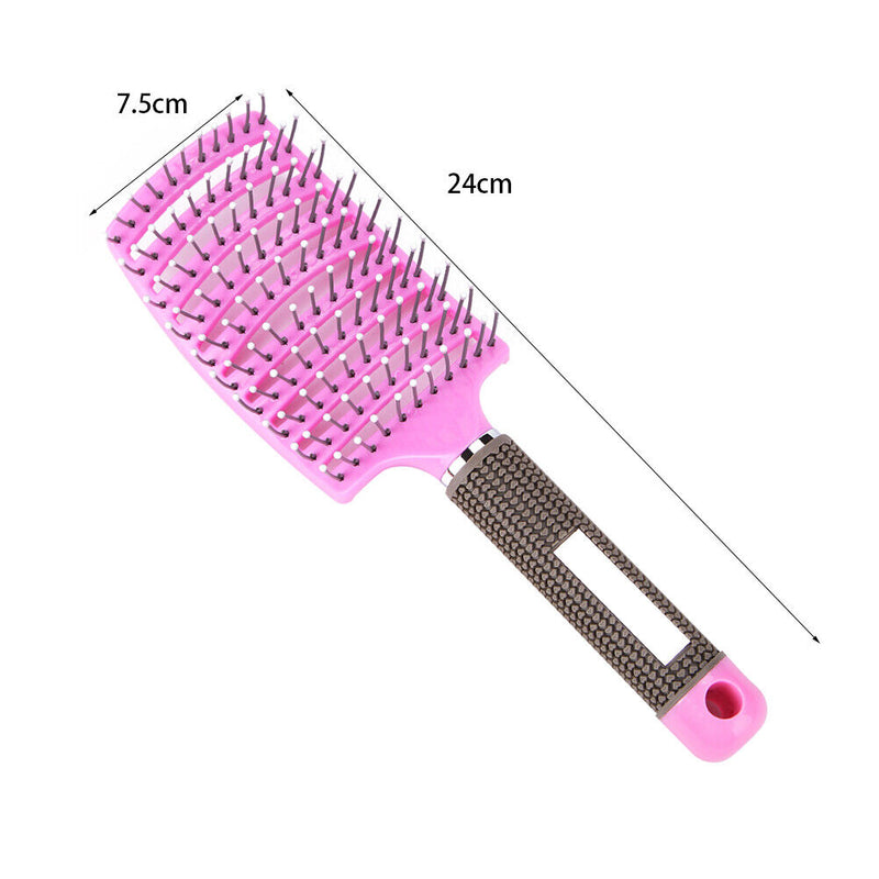 Portable Curved Ribs Scalp Massage Comb Fluffy Styling Brush (A Pink) Newly