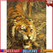Hand Painted Picture Frameless DIY Fierce Tiger Painting By Numbers Craft #F