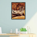 Cat Cross Stitch 11CT Stamped DIY Canvas Embroidery Glasses Kit Home Wall Decor
