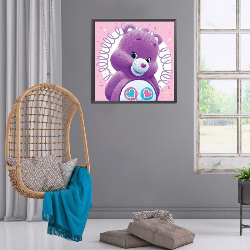 5D Diamond Painting Kit Purple Bear Full Round Drill Rhinestone DIY Crafts