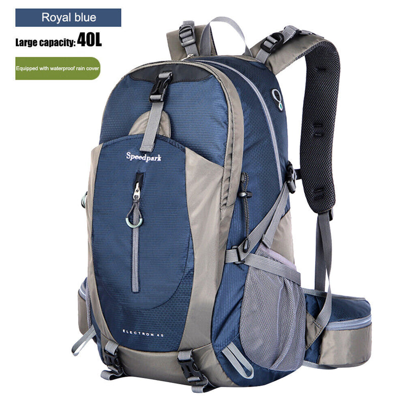 40L Waterproof Travel Cycling Camping Backpack with Rain Cover (Royal Blue)