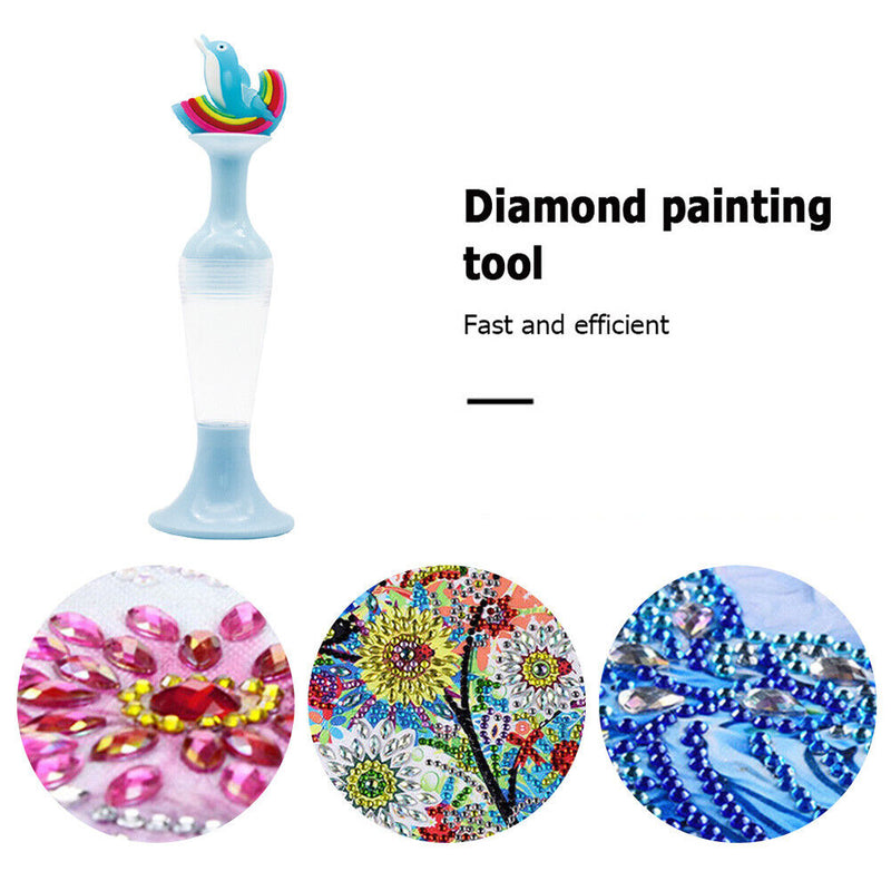 Vase 5D Diamond Painting Point Drill Pen DIY Craft (Blue Dolphin no Drill)