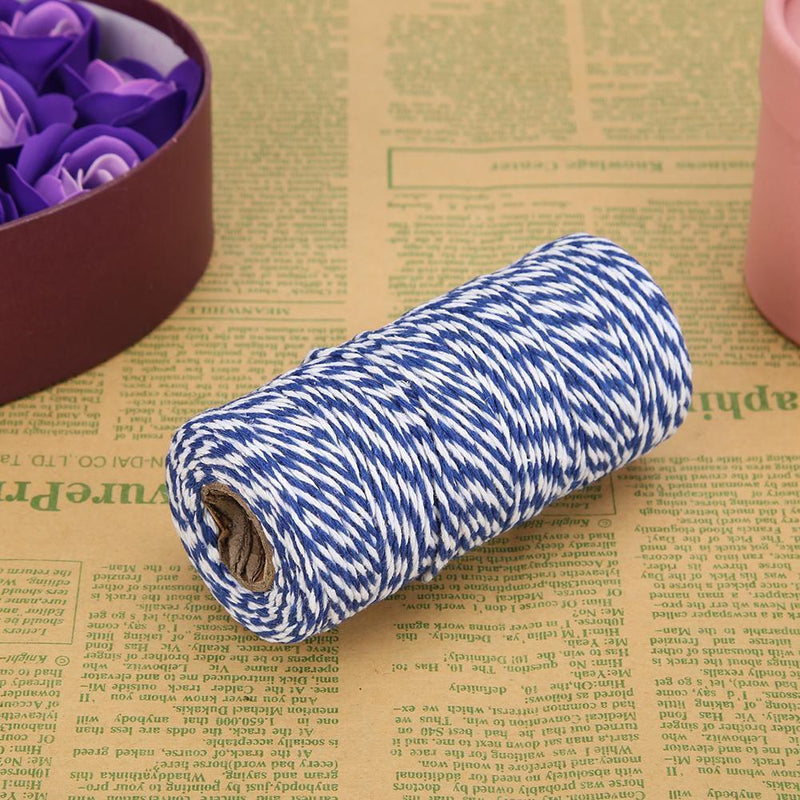 1 Roll 100 Meters 2Ply Cotton Twine DIY Weaving Handmade Craft Rope (Blue) Newly