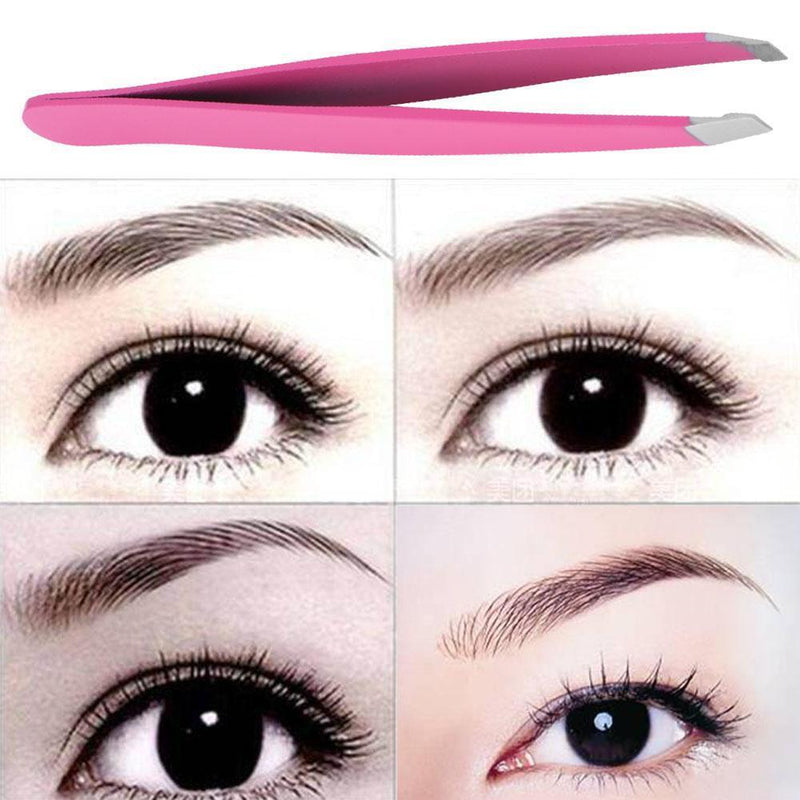 Pro Oblique Eyebrow Tweezers Stainless Steel Eyebrow Shaping(Black)