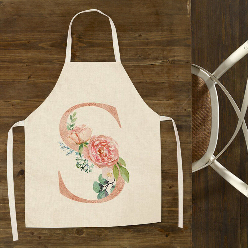 Letters Printed Kitchen Aprons Waterproof Linen Oil-proof Apron (68x55cm)