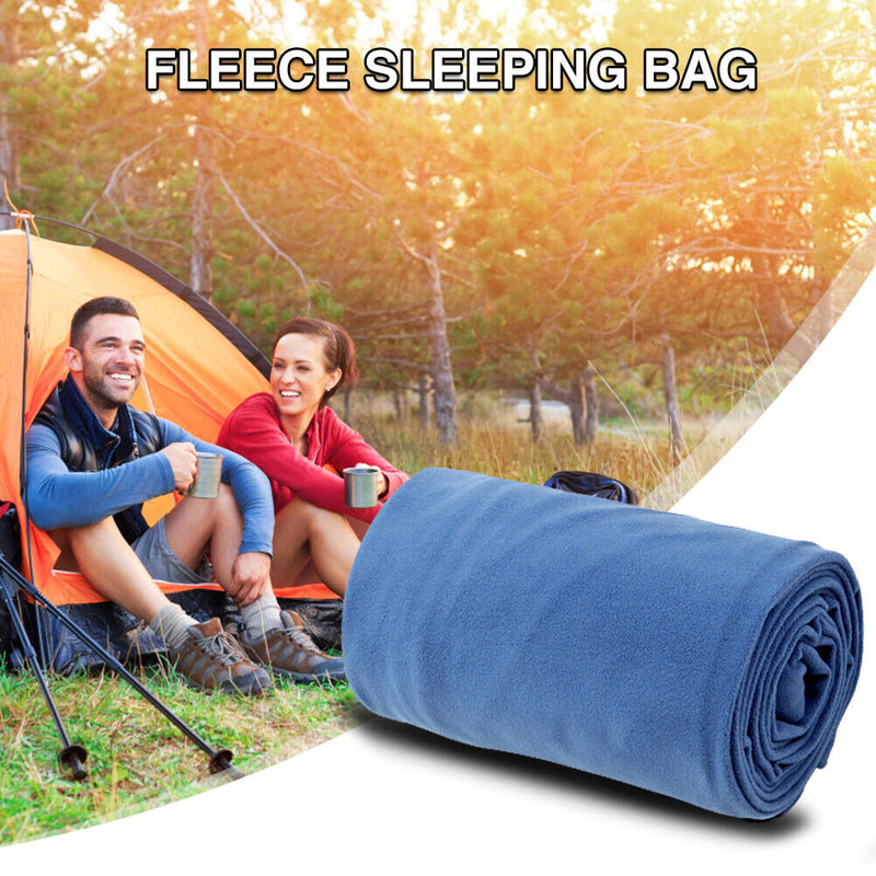 Portable Ultra-light Polar Fleece Sleeping Bag Liner Outdoor Warm (Blue) Newly
