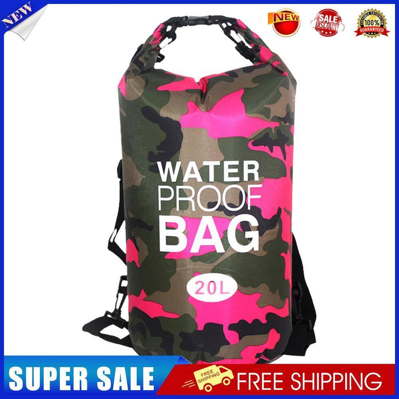 Outdoor Dry Bag Swimming Waterproof Sack for Boating Raft (20L Rose Red)